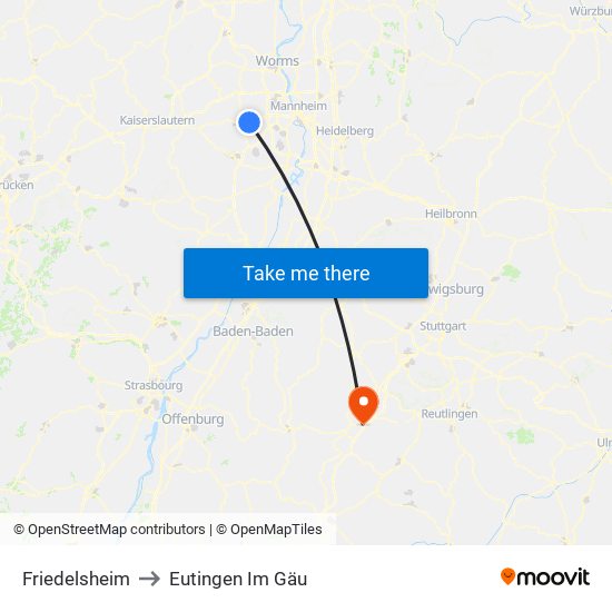 Friedelsheim to Eutingen Im Gäu map