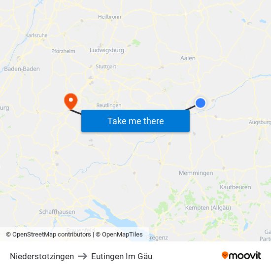 Niederstotzingen to Eutingen Im Gäu map