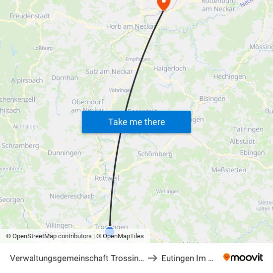 Verwaltungsgemeinschaft Trossingen to Eutingen Im Gäu map