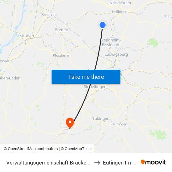 Verwaltungsgemeinschaft Brackenheim to Eutingen Im Gäu map