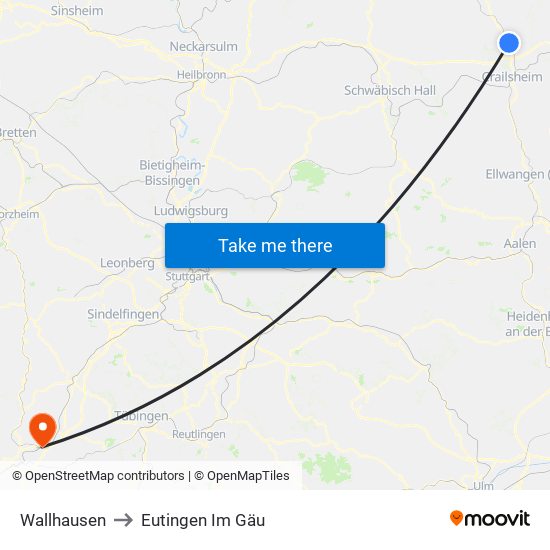 Wallhausen to Eutingen Im Gäu map