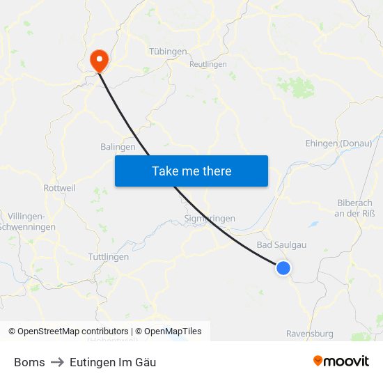 Boms to Eutingen Im Gäu map