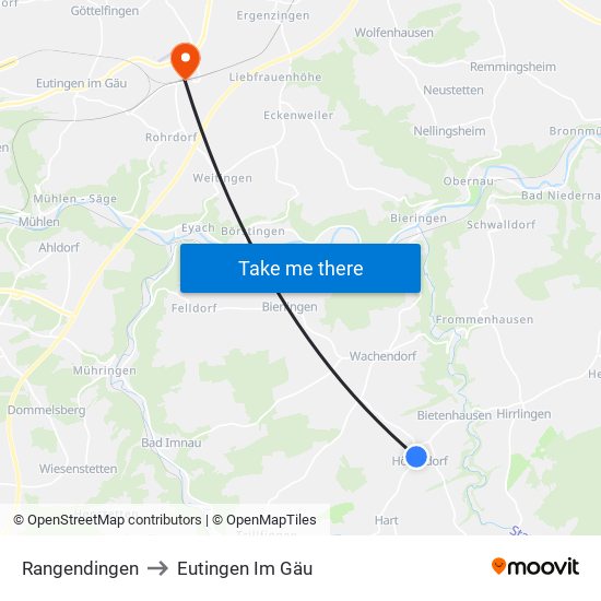 Rangendingen to Eutingen Im Gäu map