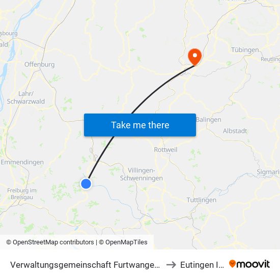 Verwaltungsgemeinschaft Furtwangen Im Schwarzwald to Eutingen Im Gäu map