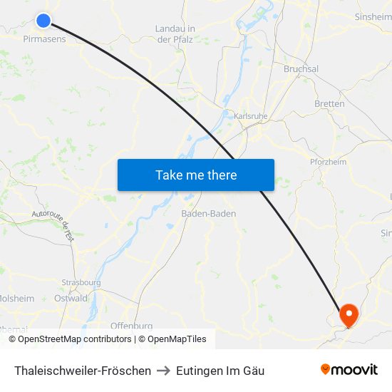 Thaleischweiler-Fröschen to Eutingen Im Gäu map