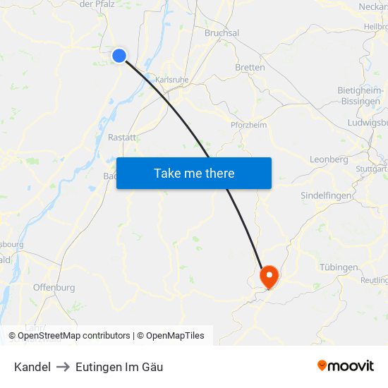 Kandel to Eutingen Im Gäu map