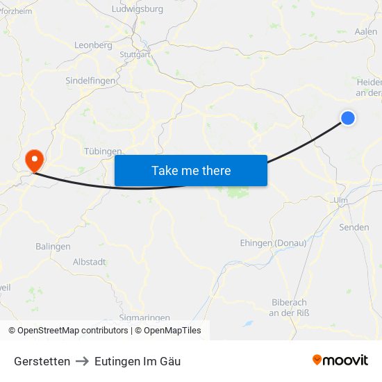 Gerstetten to Eutingen Im Gäu map