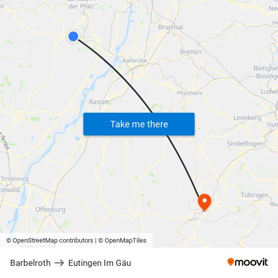 Barbelroth to Eutingen Im Gäu map