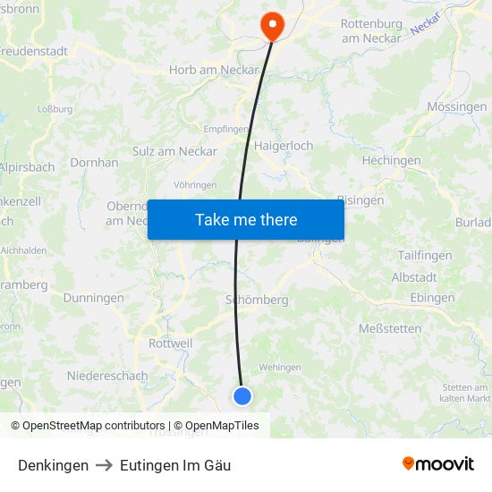 Denkingen to Eutingen Im Gäu map