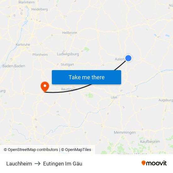Lauchheim to Eutingen Im Gäu map