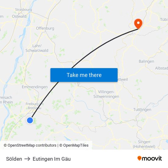 Sölden to Eutingen Im Gäu map