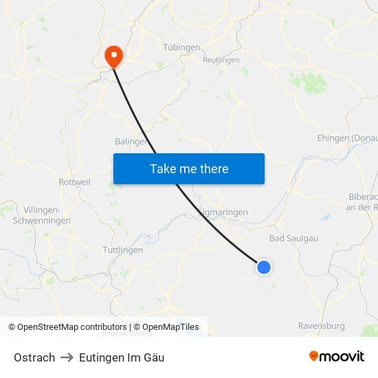 Ostrach to Eutingen Im Gäu map