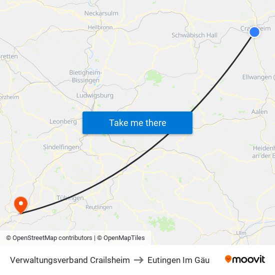 Verwaltungsverband Crailsheim to Eutingen Im Gäu map