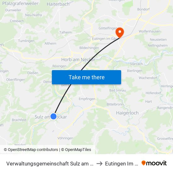 Verwaltungsgemeinschaft Sulz am Neckar to Eutingen Im Gäu map