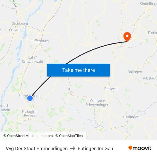 Vvg Der Stadt Emmendingen to Eutingen Im Gäu map