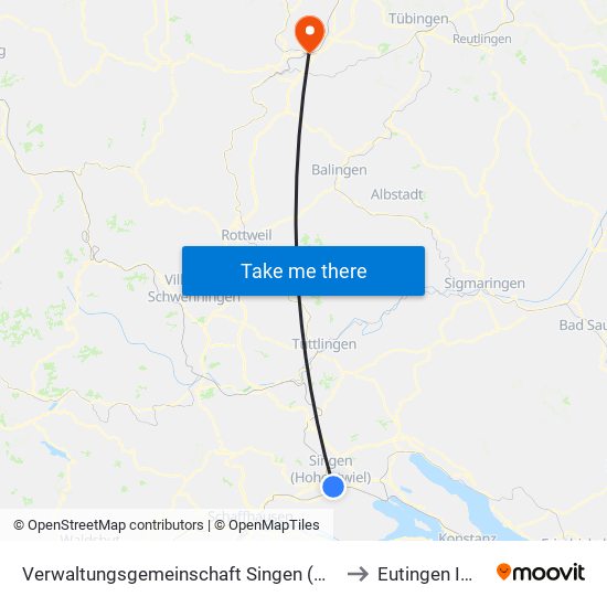 Verwaltungsgemeinschaft Singen (Hohentwiel) to Eutingen Im Gäu map