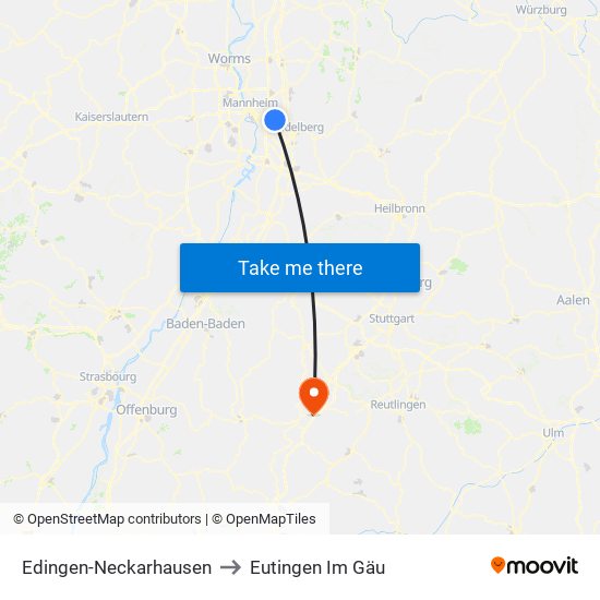 Edingen-Neckarhausen to Eutingen Im Gäu map