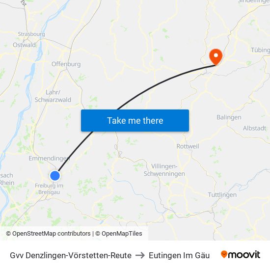 Gvv Denzlingen-Vörstetten-Reute to Eutingen Im Gäu map