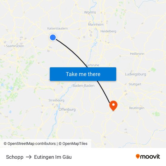 Schopp to Eutingen Im Gäu map