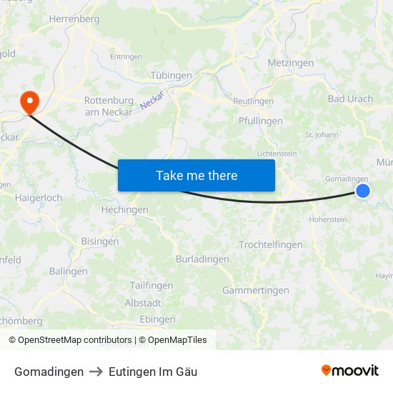 Gomadingen to Eutingen Im Gäu map