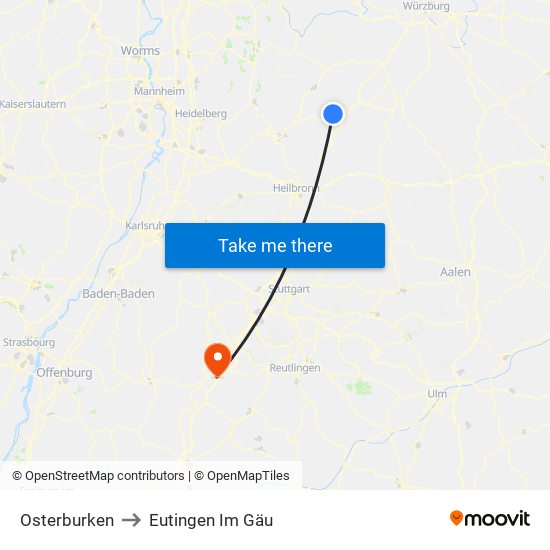 Osterburken to Eutingen Im Gäu map