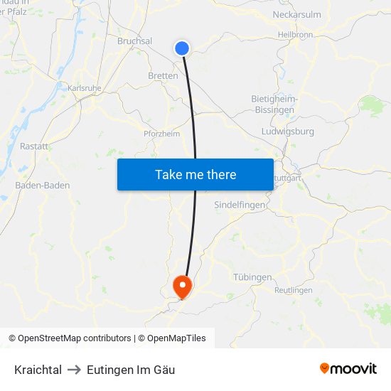 Kraichtal to Eutingen Im Gäu map