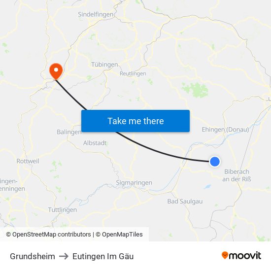 Grundsheim to Eutingen Im Gäu map