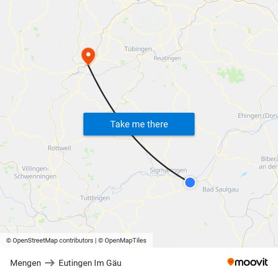 Mengen to Eutingen Im Gäu map