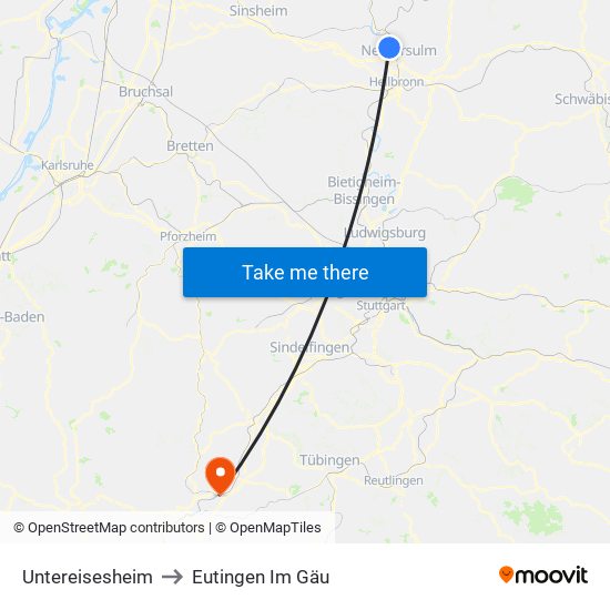 Untereisesheim to Eutingen Im Gäu map