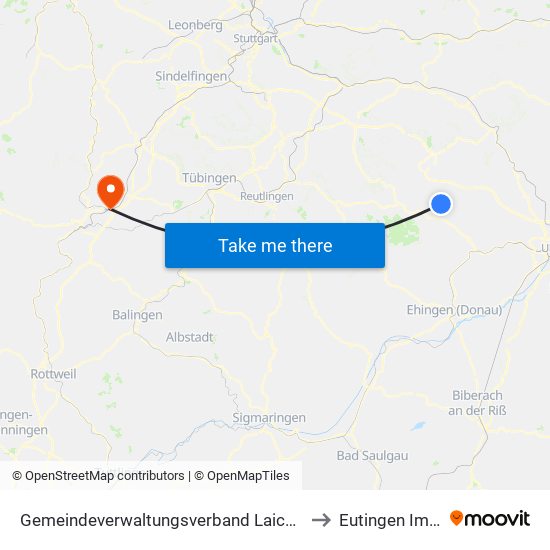 Gemeindeverwaltungsverband Laichinger Alb to Eutingen Im Gäu map