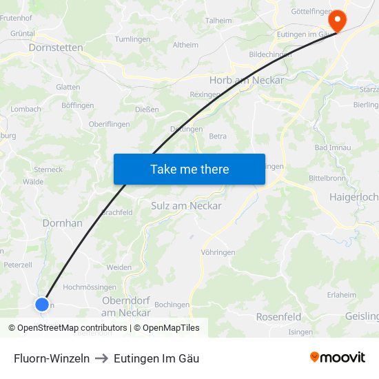 Fluorn-Winzeln to Eutingen Im Gäu map