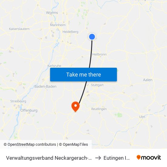 Verwaltungsverband Neckargerach-Waldbrunn to Eutingen Im Gäu map