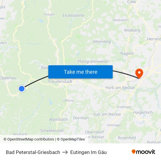 Bad Peterstal-Griesbach to Eutingen Im Gäu map