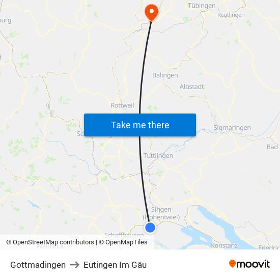 Gottmadingen to Eutingen Im Gäu map