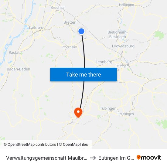 Verwaltungsgemeinschaft Maulbronn to Eutingen Im Gäu map