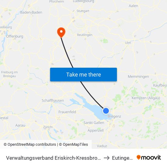 Verwaltungsverband Eriskirch-Kressbronn am Bodensee-Langenargen to Eutingen Im Gäu map