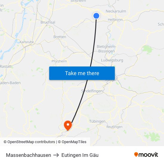 Massenbachhausen to Eutingen Im Gäu map