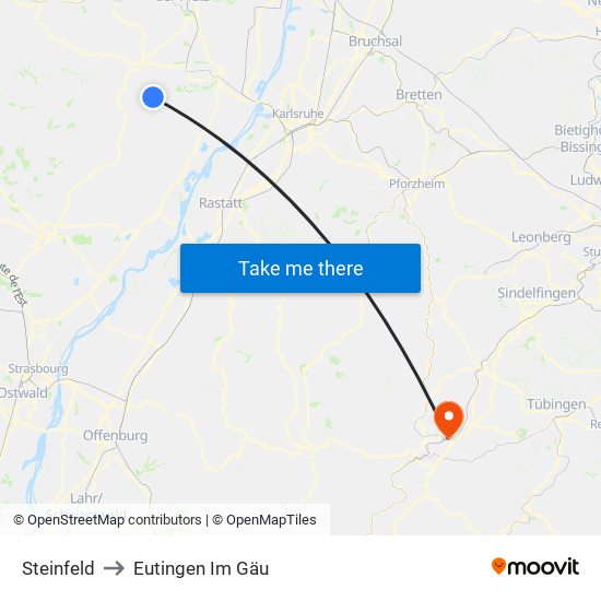 Steinfeld to Eutingen Im Gäu map