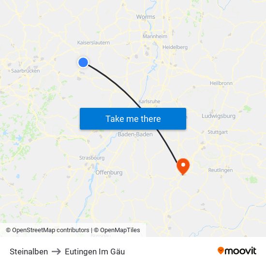 Steinalben to Eutingen Im Gäu map