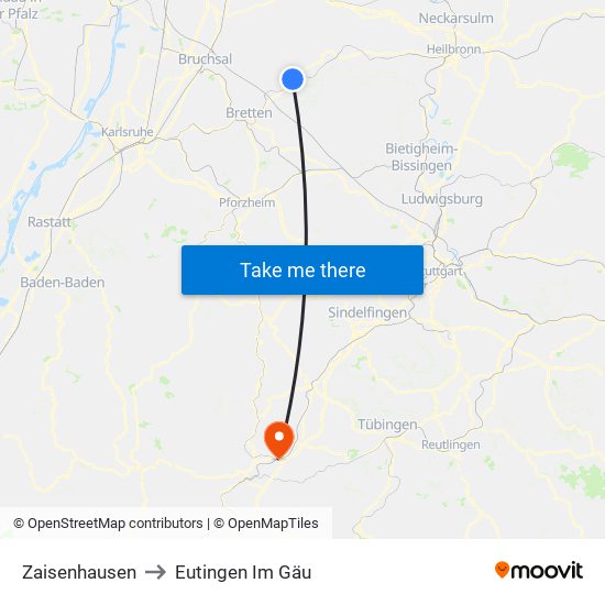 Zaisenhausen to Eutingen Im Gäu map