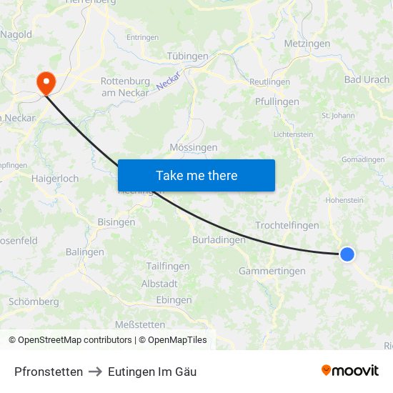 Pfronstetten to Eutingen Im Gäu map