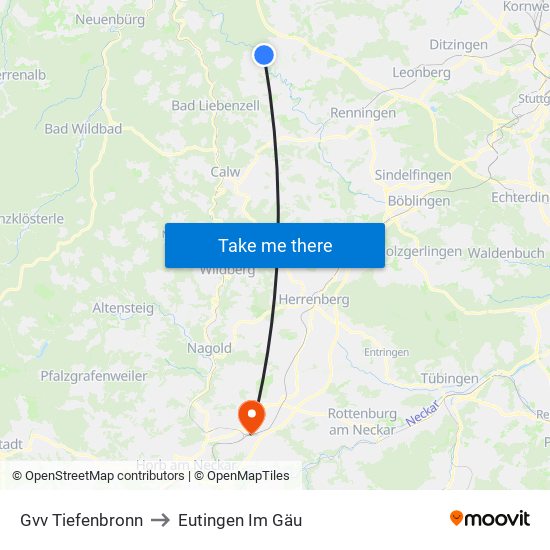 Gvv Tiefenbronn to Eutingen Im Gäu map