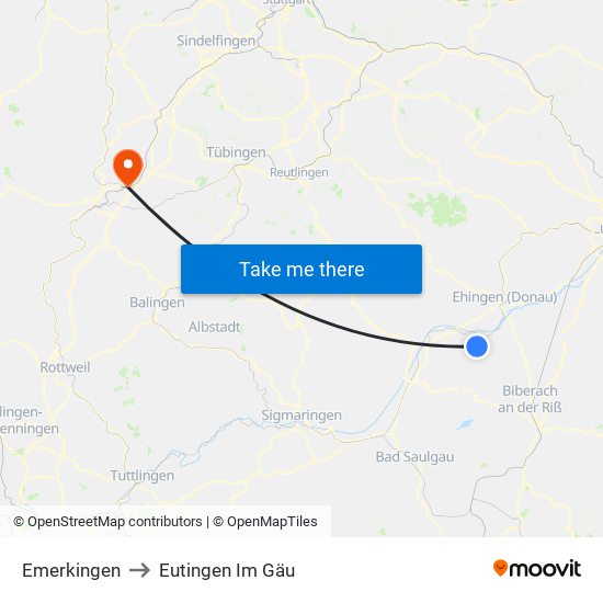 Emerkingen to Eutingen Im Gäu map