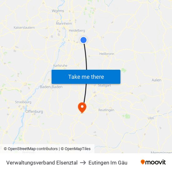 Verwaltungsverband Elsenztal to Eutingen Im Gäu map