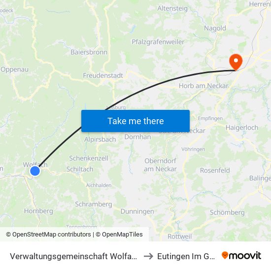 Verwaltungsgemeinschaft Wolfach to Eutingen Im Gäu map