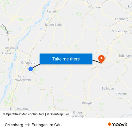 Ortenberg to Eutingen Im Gäu map