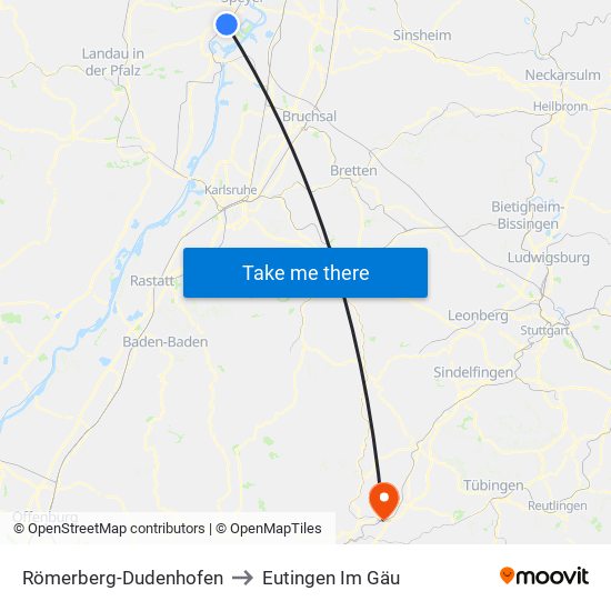 Römerberg-Dudenhofen to Eutingen Im Gäu map