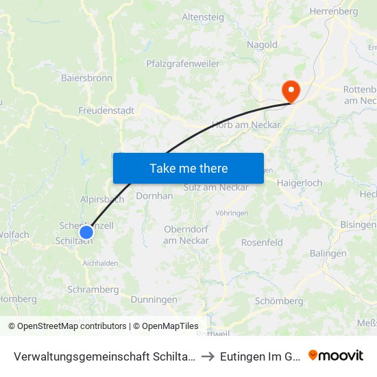 Verwaltungsgemeinschaft Schiltach to Eutingen Im Gäu map