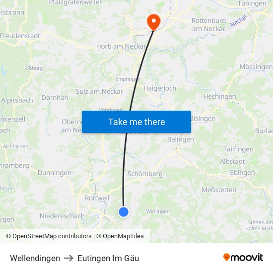 Wellendingen to Eutingen Im Gäu map