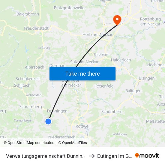 Verwaltungsgemeinschaft Dunningen to Eutingen Im Gäu map